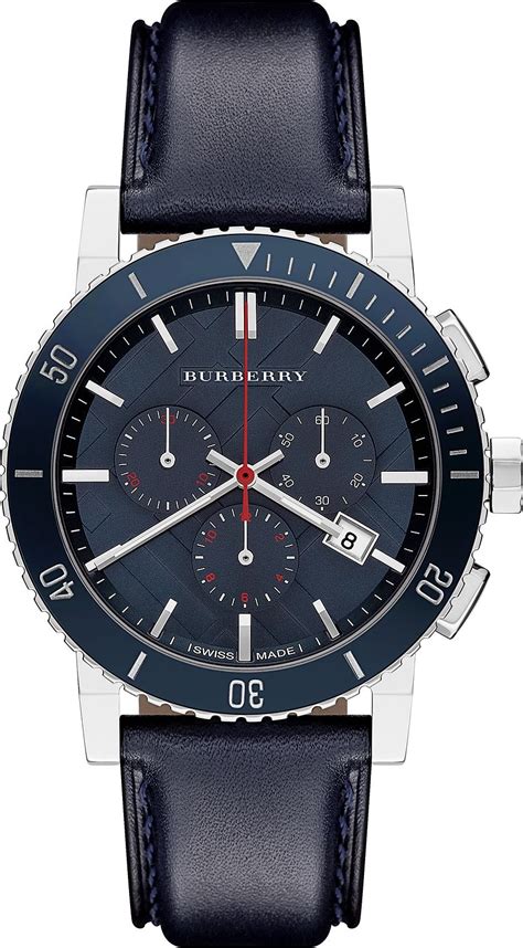 burberry bu9383|BURBERRY MEN'S 42MM CHRONOGRAPH BLUE LEATHER .